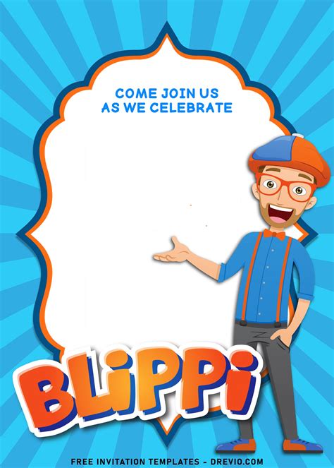 Free Printable Blippi Birthday Invitations